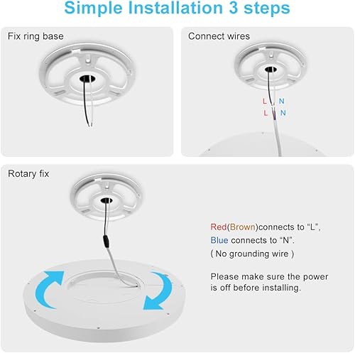Miniatura 5 de Lámpara LED de techo empotrada, blanco neutro 4000 K, 12 pulgadas, 24 W (equivalente a 240 W), 3200 lm, lámpara de techo moderna de 0.94 pulgadas de