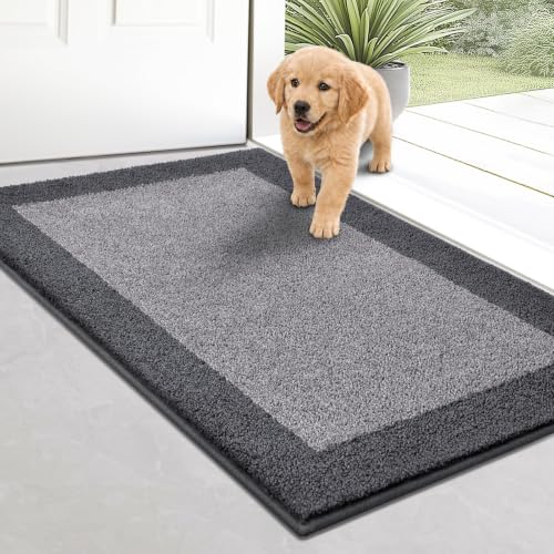 Image of Indoor Door Mat 20 inch x 32 inch, Washable Kitchen Rug, Non Slip Entryway Rug for Floor, Absorbent Entrance Throw Rug for Laundry, Bathroom, Door