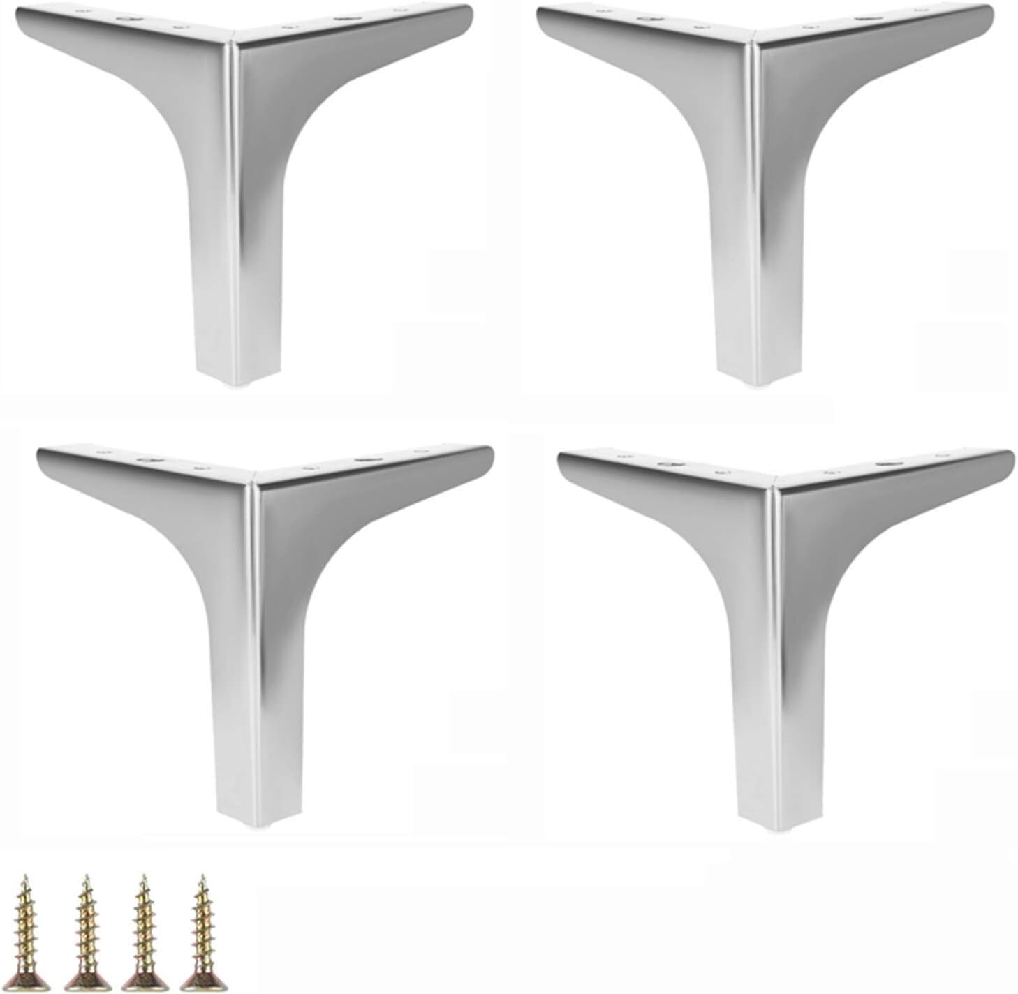 Rhllvj Silver Modern Style Furniture Sofa Legs, Metal Polished Triangle Dining Table Legs For Table Cabinet Cupboard Sofa Sofa Chair(Silver)