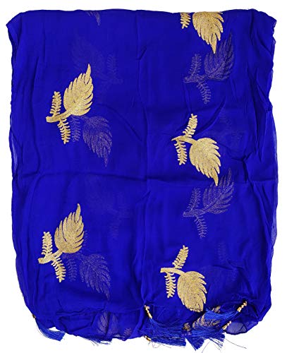 Image of YOUTHQUAKE Women's Golden Patti Work Embroidered Chiffon Dupatta for Womens & Girls With Latkan