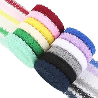 Anruyi 12 Rolls Lace Trim, 1.4cm Wide Fabric Lace Ribbon Assorted Color Lace Ribbon Vintage Lace Trimming Edging Lace Trim Roll Lace Ribbon Trimming for Sewing DIY Craft Wedding Party Decor Clothes