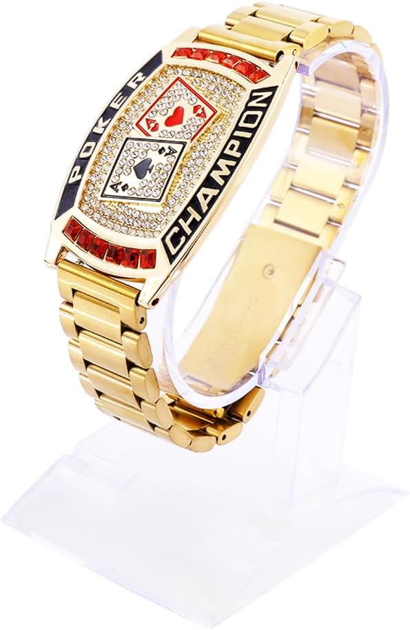 Texas Hold 'EM Poker Ring Champion Bracelet Great Prize for Your tournaments (Gold)