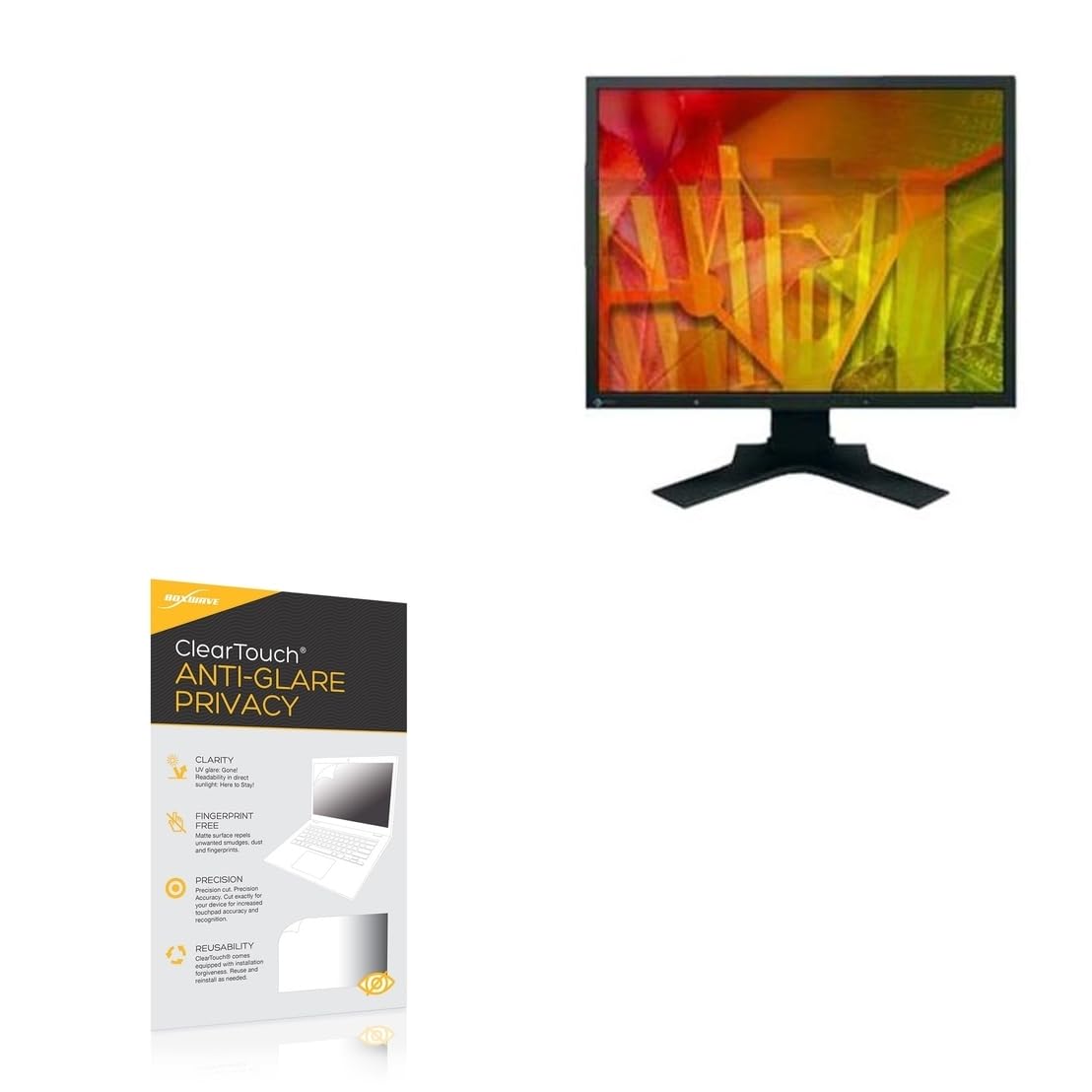 BoxWave Screen Protector Compatible with EIZO DSC 1907-D (19 in) - ClearTouch Anti-Glare Privacy (2-Pack), Privacy Screen Protector Flexible Film Anti-Glare