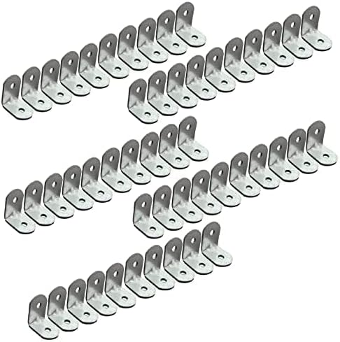 OMIdeas 50 x Shelf Bracket (20 x 20 x 16) 90 Degree Right Angle Corner Brace Plate Wood Metal Connecting Fixing Joining Repair Support L Galvanised Connector
