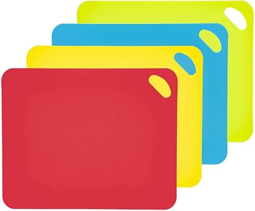 Alfombrillas flexibles para tabla de cortar, juego de 4 hojas de plástico duradero para preparación de alimentos, antideslizantes y multicolor