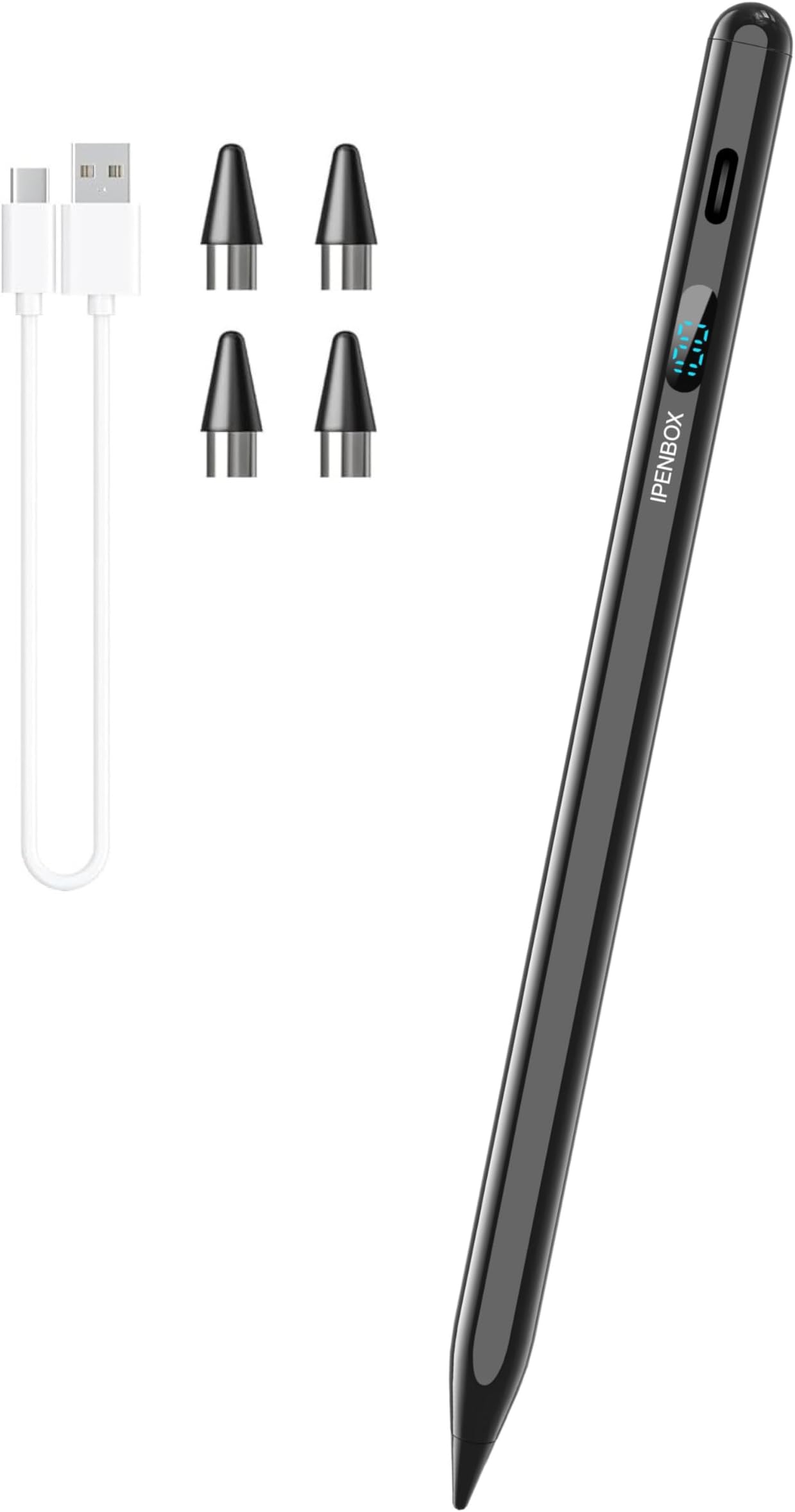 IPenbox Upgraded Stylus Pen,Ipad Pencil,Ultra High Precision&Sensitivity,Palm Rejection,Digital Display of Charging Level,Tilt Sensitivity,Magnetic Absorption for Ipad 2018 & Later,Black.