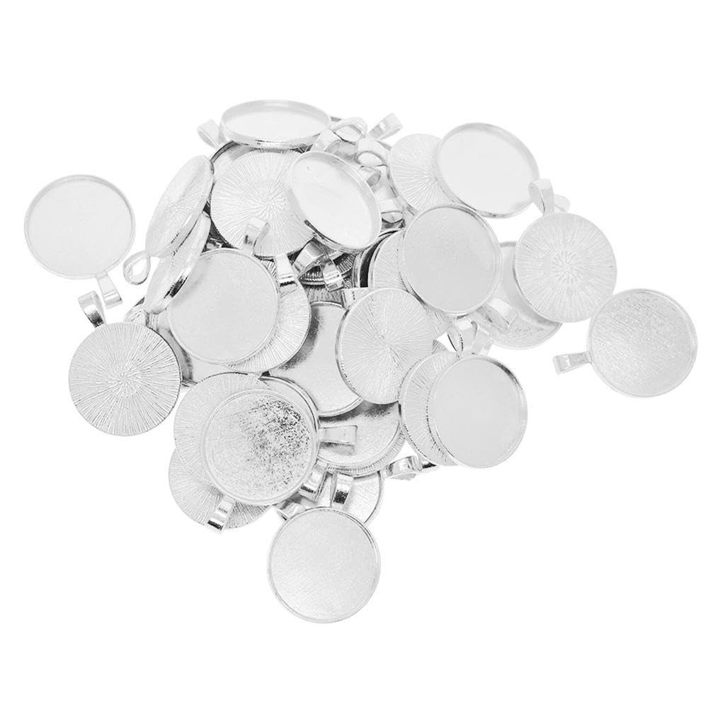 Zambuph Blank Cabochon Jewelry Craft Unique Designs Elegant Charm Projects and Stylish Accessories Vintage Wedding Decor and Jewelry Making Accessories, Silver White, 32x27.5mm