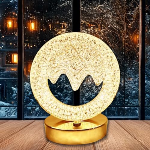Image of CRAE Mountain Shape Crystal Table Lamp Cordless Luxury with Touch Sensor Control | Desk Night Study Light | Diamond Nightstand | Party Decor