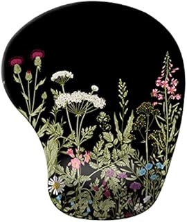 iCasso Mouse Mat Wrist Support, Ergonomic Memory Foam Mouse Wrist Rest Support, Non-Slip Rubber Base Mousepad for Laptop Home Office Gaming Working Easy Typing and Pain Relief - Flower
