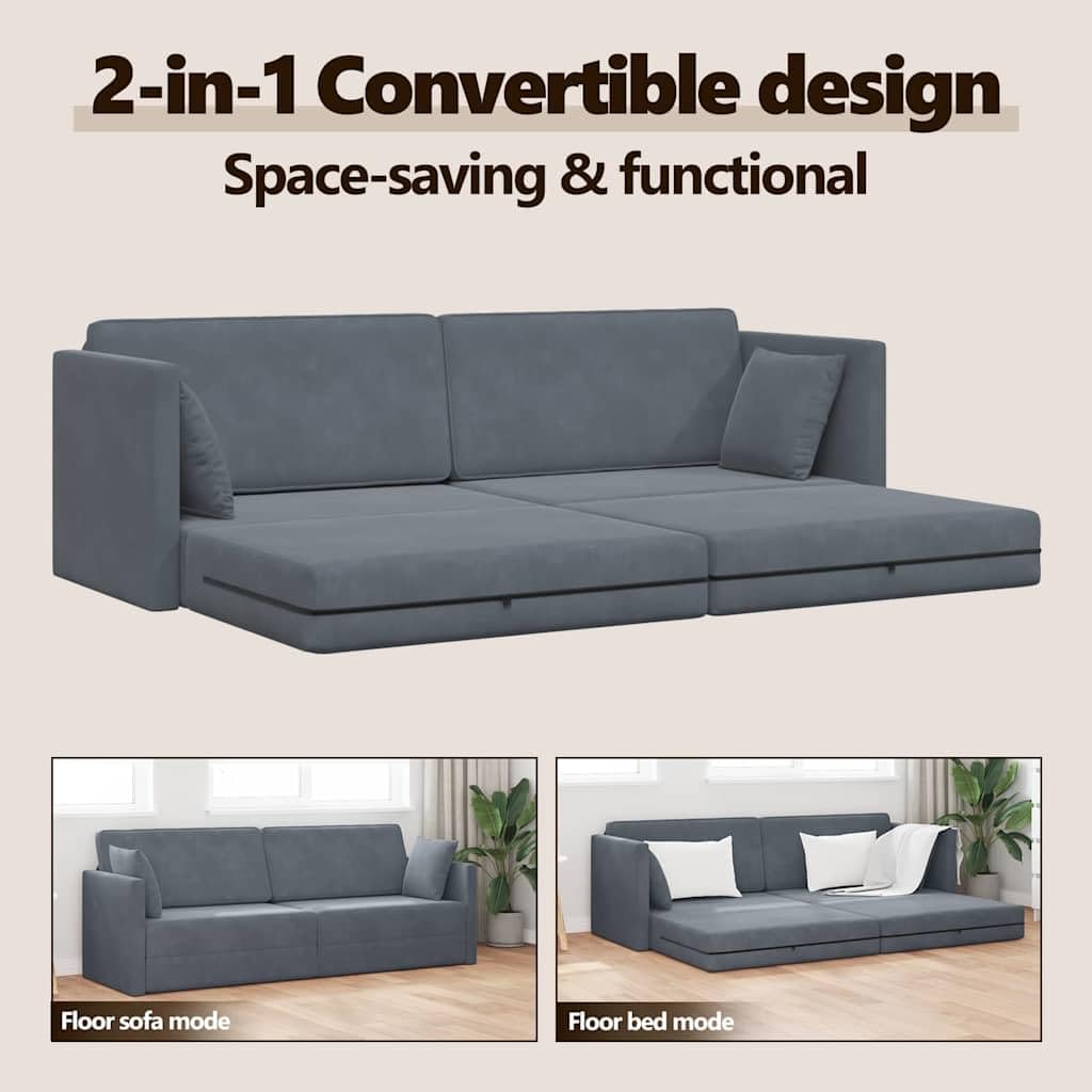 vidaXL Boden-Sofa-Bett Dunkelgrau 213 x 70 x 77 cm Samt
