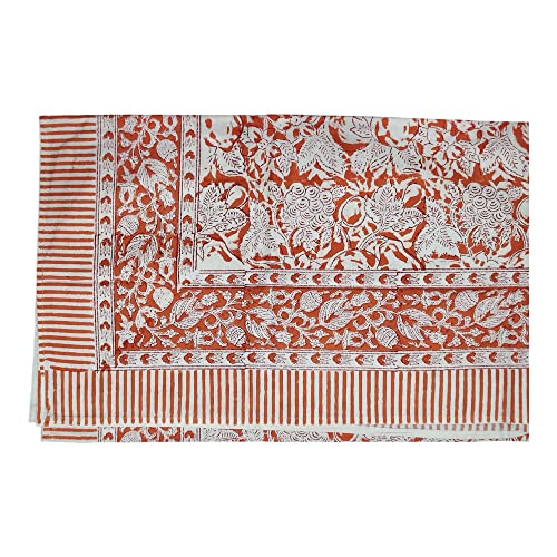 Nappe imprimée à la main 150x220 cm : linge de table coton multicolore - 4