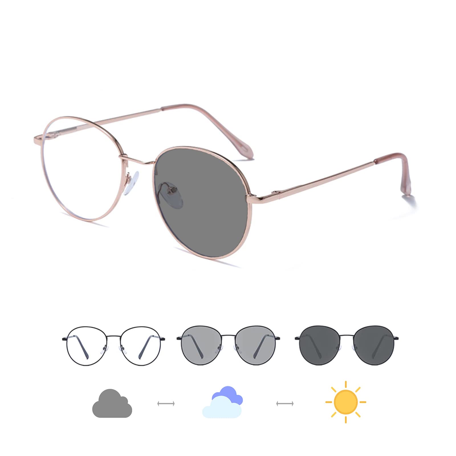 LJCZKA Photochromic Blue Light Blocking Glasses for Women Men Round Computer Glasses Anti Fatigue Eyestrain Headache - Image 3