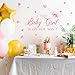 Sweet Baby Girl is on Her Way Baby Shower Party Sign Decals with Heart Pink Bow Theme Decorations