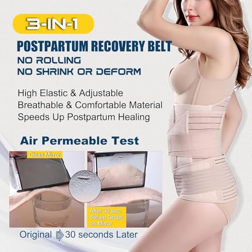 ChongErfei 3 in 1 Postpartum Support - Recovery Belly/waist/pelvis Belt Shapewear Slimming Girdle, Beige, L For Posture Correction by ChongErfei - Image 4