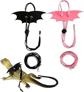 Bearded Dragon Harness and Leash 2 Pcs Set Small Animal Lizard Leash for Reptiles Hamsters Geckos (Large)