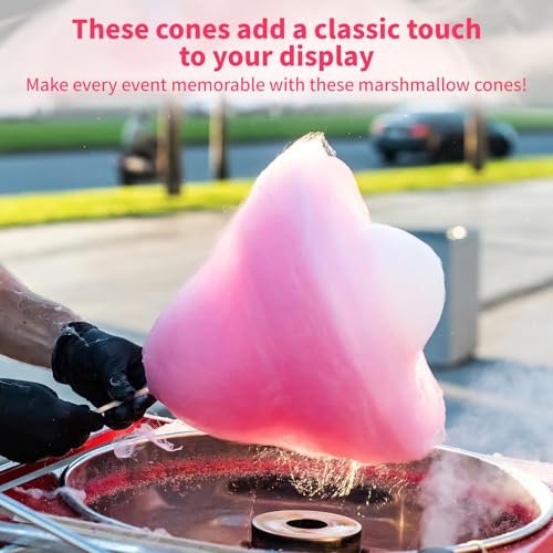 Cotton Candy Sticks, 50 Pcs Cotton Candy Cones, Colorful Cottons Candys Supplies Paper Straws Cones, Cottons Candy Holder Stick Paper Straw Cones for Birthday Wedding Party Candy Making - Thumbnail 5