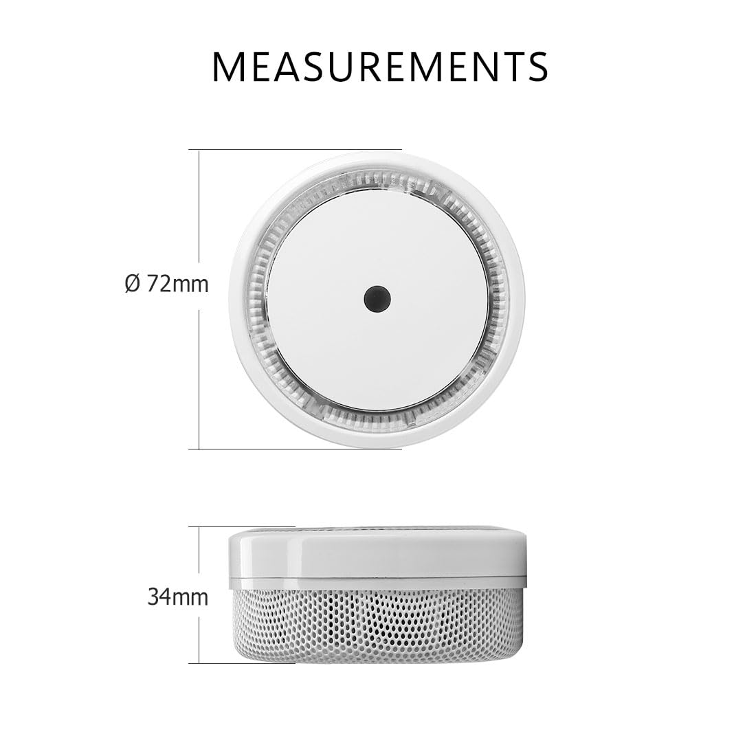 ELRO FS8010 Mini czujnik dymu, kompaktowy design, z baterią 10-letnią EN 14604, biały