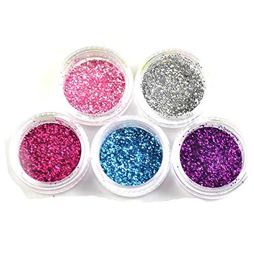 5 Farben Holographic Cosmetic Festival Puder Pailletten Craft Glitter für Kunst Gesicht Haar Körper Nagel Shake Karte… – Bild 7