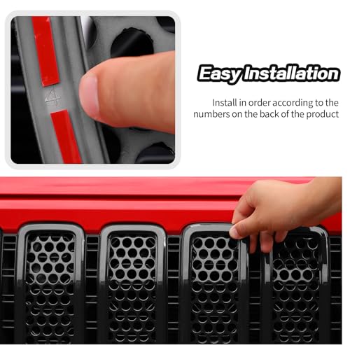 Image of JeCar Mesh Grill Inserts for Jeep Wrangler JL 2024+ Grill Covers & Headlight Covers trim Kit Accessories (Black C)