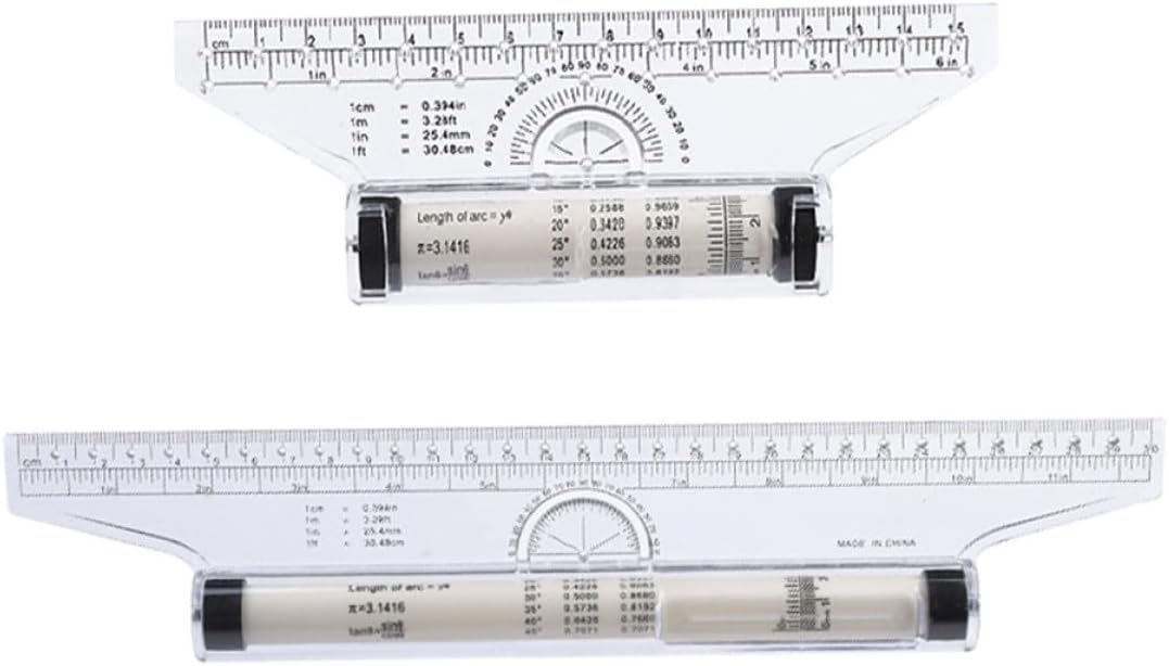 2pcs Plastic Rolling Rulers 30cm and 15cm Parallel Glider Measuring Tools for Drawing and Drafting, Multifunctional Office and Student Rolling Ruler for Artists, Engineers,