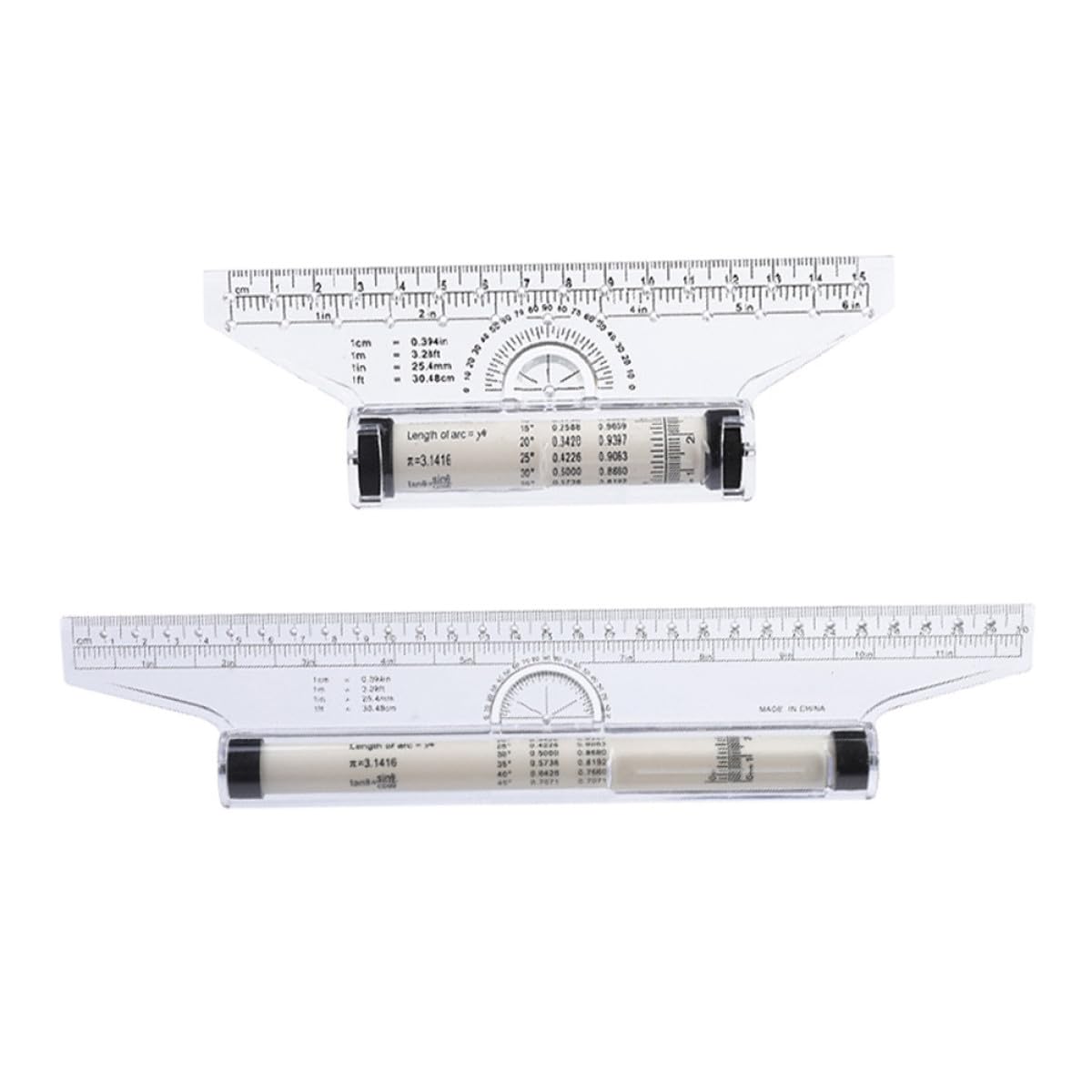 2pcs Plastic Rolling Rulers 30cm and 15cm Parallel Glider Measuring Tools for Drawing and Drafting, Multifunctional Office and Student Rolling Ruler for Artists, Engineers,