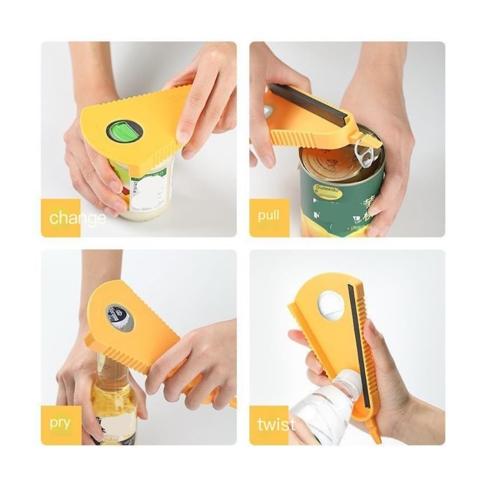 Abrelatas y botellas universal – Abridor de tarros manual de fácil agarre para cocina y hogar – Herramienta de cocina sin esfuerzo para personas mayores y artritis – Diseño duradero y compacto