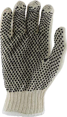 West Chester 708Sk Pvc Dotted String Knit Gloves – Standard [Pack Of 12], Wing Thumb, Rib Knit Wrist, Tiger Paw Design #TOP3