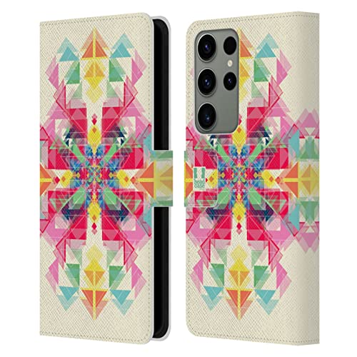 Étui portefeuille en cuir Samsung S23 Ultra fentes cartes motif Triangles Abstraits