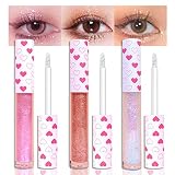 3Pcs korean Colorful Glitter Eyeshadow Eyeliner Liquid,White Pink Gold Liquid Glitter Eyeliner Eyesh