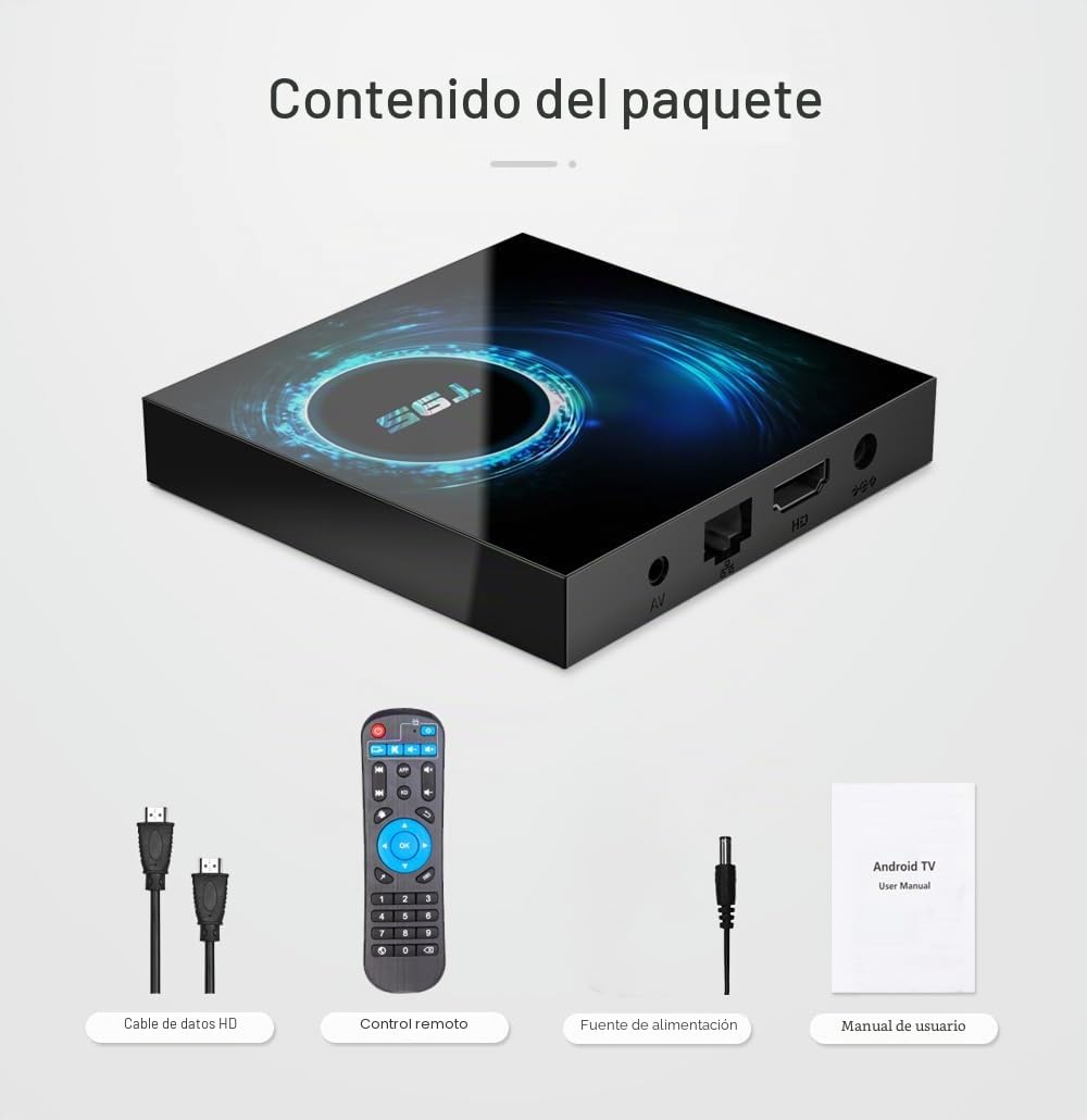 T95 Android TV Box – Allwinner H616 Quad-Core, 4GB RAM 64GB de almacenamiento, Android 10.0, 4K Media Player, WiFi de doble banda y Bluetooth, reproductor de gran capacidad