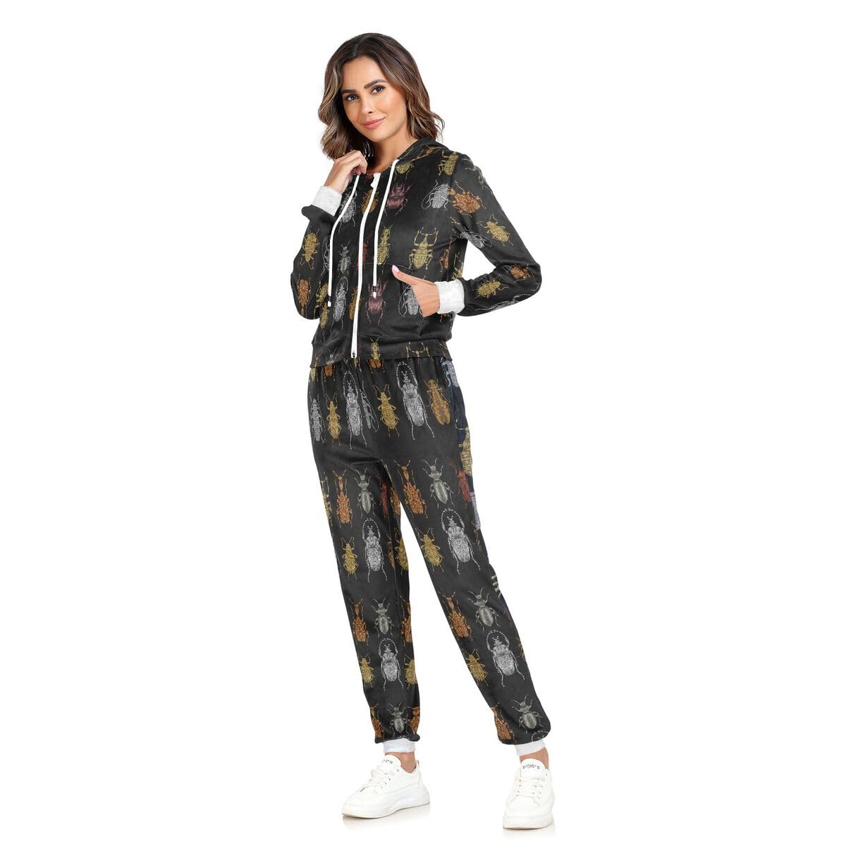 Conjunto deportivo de 2 piezas para mujer, diseño de arañas doradas y plateadas, conjunto deportivo de manga larga