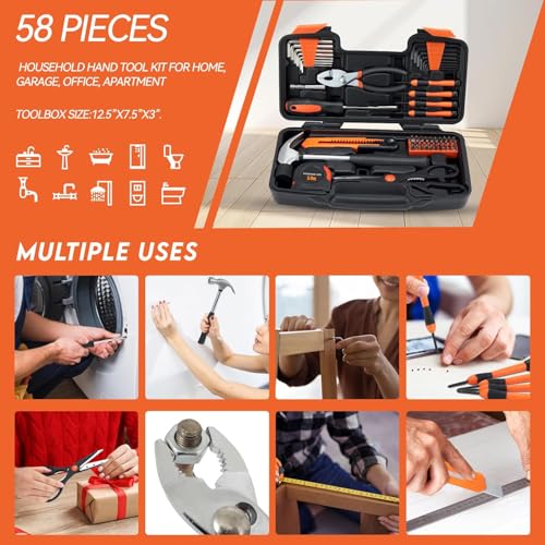 MARTCOLOR Household Tool Set, Orange Hand Kit with Storage Case, 58-Piece by MARTCOLOR - Used condition - Image 6