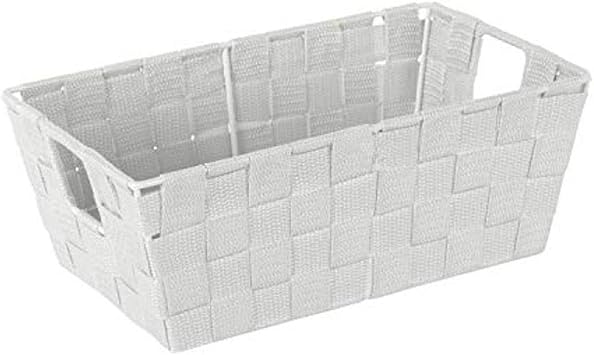 Simplify Small Shelf Woven Strap Tote | Decorative Storage Basket | Built in Handles | Organization | Closet | Bedroom | Bathroom | Nursery | Accessories | Toys | Gifts | 1 Pack | Heather Grey