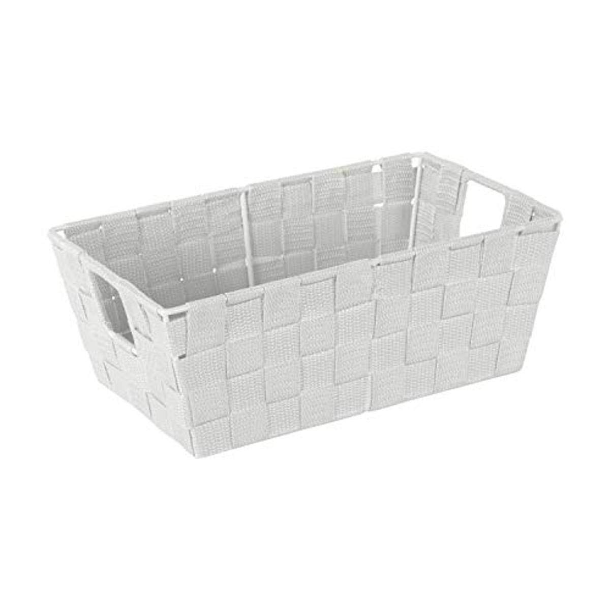 Simplify Small Shelf Woven Strap Tote | Decorative Storage Basket | Built in Handles | Organization | Closet | Bedroom | Bathroom | Nursery | Accessories | Toys | Gifts | 1 Pack | Heather Grey