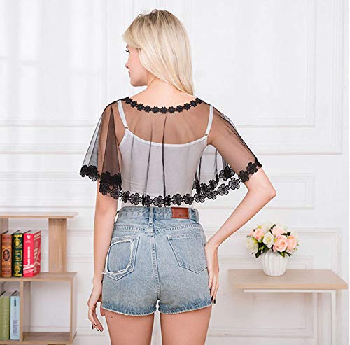 Women Tulle Lace Cover up Wedding Shawl and Wraps with Lace Shrug Bolero2