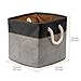 EZOWare Large Canvas Fabric Storage Basket Bins Set of 3, Foldable Cubes Boxes with Handles 13 x 13 x 13 inch for Home Baby Nursery Room Clothes Organizer - Black and Gray