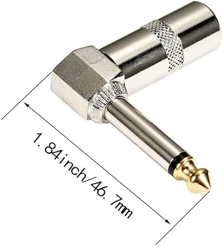 Ts Mono Plug,1/4" 90 Degree Right Angle Plug, 6.35Mm Heavy Duty Ts Mono Male Solder Type Jack Connector For Dj Mixer Speaker Cables Guitar Cables Microphone Cables (Right Angle Ts Plug) #TOP1