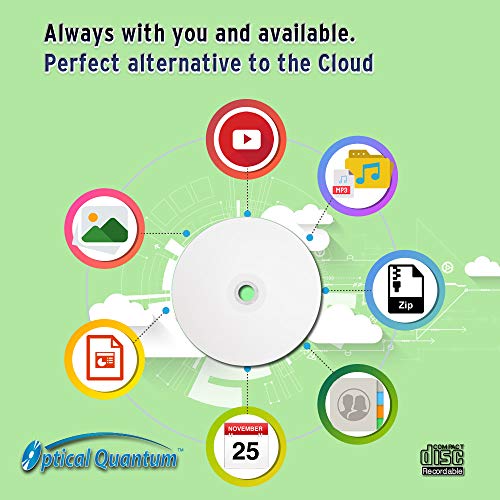 Optical Quantum Blue Azo Cd-R 700Mb 52X White Inkjet Hub Printable Recordable Media Disc - 100Pk Spindle Oqcd52Bwiph-Bx #TOP7