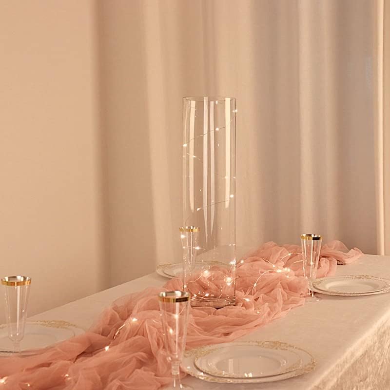 6 pcs 20" Tall Clear Glass Cylinder Vases for Wedding Party Flowers Centerpieces Home Decorations Cheap Bulk Supplies