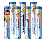 German Calcio + Vitamina D3 - Pastillas efervescentes (140 unidades, sabor a naranja-pomelo, 500 mg de calcio, 2,5 μg de vitamina D3, T&D Pharma, fabricado en Alemania)
