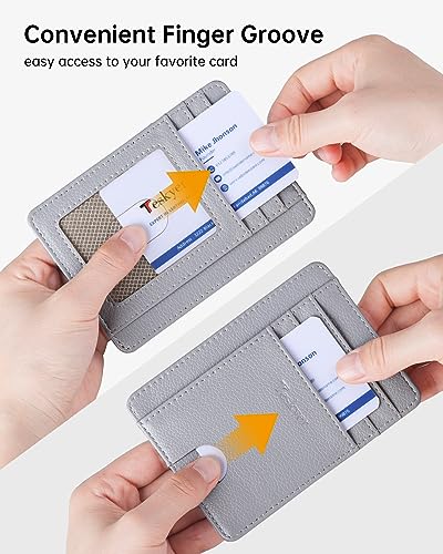 Image of Teskyer Slim Minimalist Wallet for Men, RFID Front Pocket Card Holder | Ultra Slim Front Pocket Design, 8 Card Slots, RFID Protection, Smooth Faux Leather for Everyday Carry