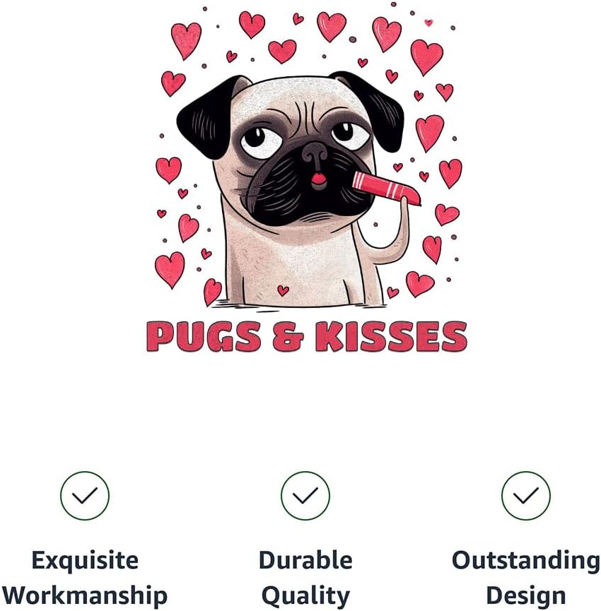 Pugs and Kisses Dog Shirt with Hoodie - Heart Design Dog Hoodie - Printed Dog Clothing - Pink White, M