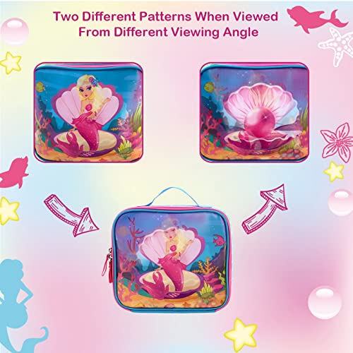 Happysunny Mermaid Lunch Bags For Girls Children Lunch Box For Kids Picture Changing Lenticular Hologram Insulated Lunch Bag For School Kindergarten And Travel #TOP1