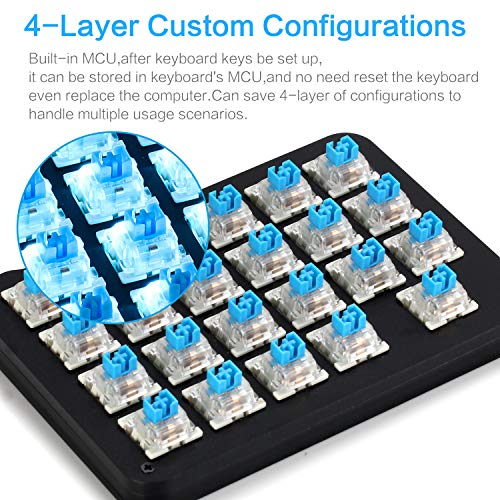 Koolertron Einhand Mini Tastatur – Mechanische Einhand-Tastatur