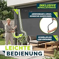 tillvex® Senkrechtmarkise 140 x 250 cm für Innen & Außen mit Regencover – Ansicht 5