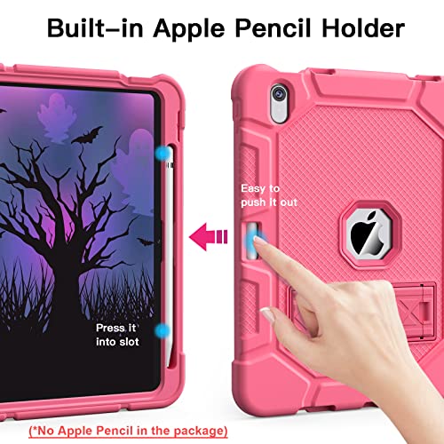 Image of Azzsy Case for iPad (A16) 11th Generation 11 Inch 2025 / iPad 10th Generation 10.9 Inch 2022, [Built-in Pencil Holder] Heavy Duty Shockproof Rugged Protective Case, Pink