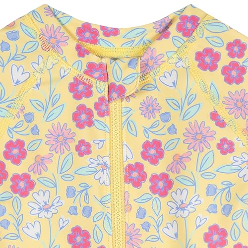 Image of Gerber Baby Girls' & Toddler Long Sleeve One Piece Rashguard Swim Romper