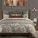 HiEnd Accents Carmen 3PC Comforter Set Luxury Traditional Rustic Design Down Alternative Bedding with Matching Shams, Super King