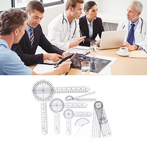 Conjunto de Goniômetro Médico 6 Peças, Escala Transparente de PVC, Resistente Ao Desgaste, Régua de