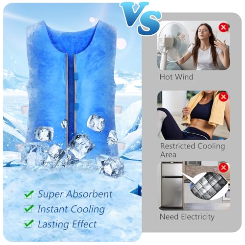 Image of Cooling Vest for Men & Women - Water Activated Cooling Vest for Extreme Heat, Reusable PVA Safety Construction Work Vest for Outdoor Sports, Running, Fishing, No Ice Packs Needed